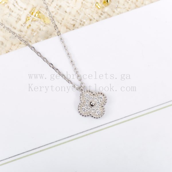 Van Cleef Arpels Sweet Alhambra Pendant White Gold With Pave Diamonds