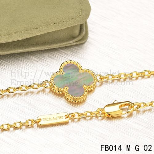 Van Cleef & Arpels Sweet Alhambra Bracelet Yellow Gold With Gray Mother Of Pearl