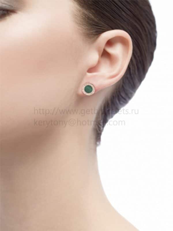 MAKE YOUR PAIR Rose Gold Single Earrings Set with Malachite