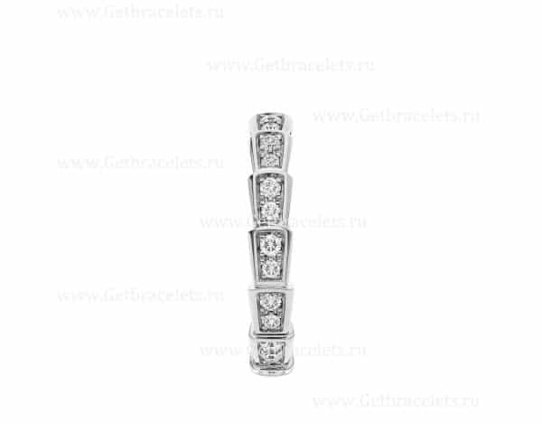 Small Serpenti Viper Wedding Band in 18k White Gold With Full Pave Diamonds