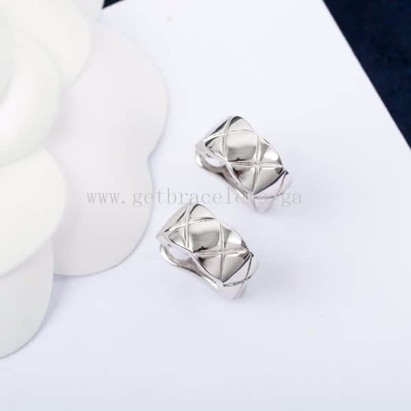COCO Crush Earrings Quilted Motif White Gold/Rose Gold