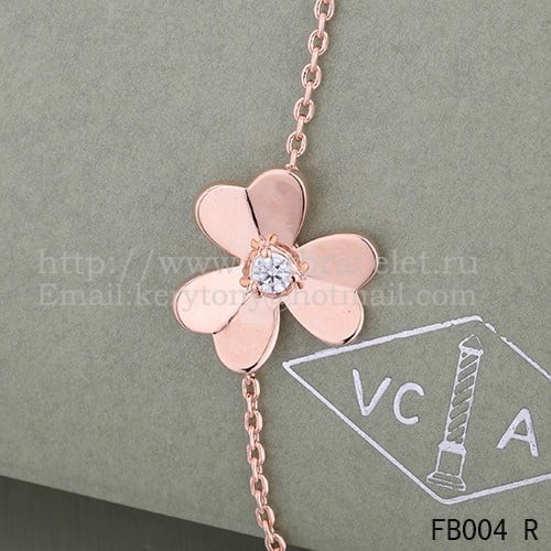 Van Cleef & Arpels Flowers Frivole Bracelet 1 Flowers Pink Gold With Diamond