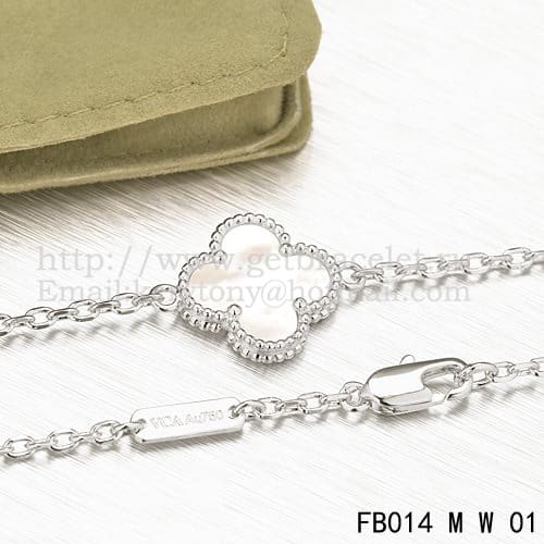 Van Cleef & Arpels Sweet Alhambra Bracelet White Gold With White Mother Of Pearl