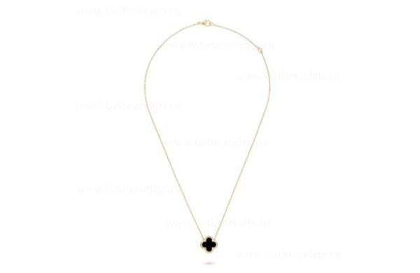Replica Van Cleef Arpels Pure Alhambra Pendant Yellow Gold With Onyx