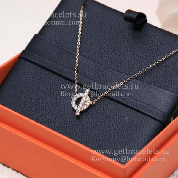 Fashion Hermes Finesse Necklace With Diamonds Rose Gold/Silver