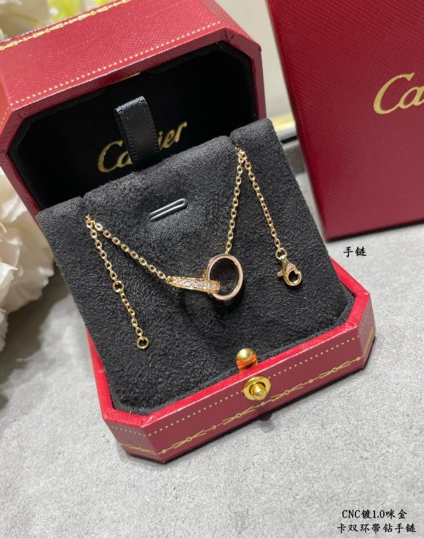 Cartier Double Ring Love Bracelet with Diamonds White Gold/Yellow Gold/Rose Gold