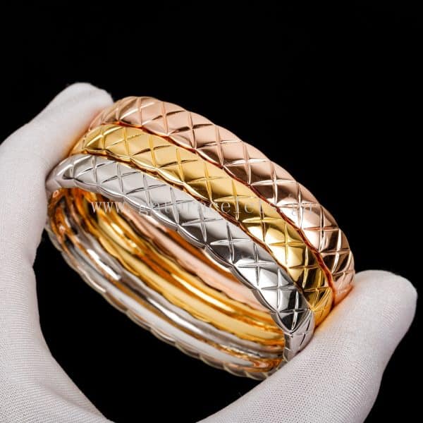 COCO Crush Bracelet Quilted Motif With Diamonds Yellow Gold/Rose Gold/White Gold