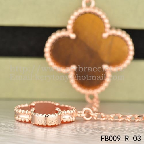 Van Cleef & Arpels Magic Alhambra Bracelet 5 Motifs Pink Gold With Tiger’s Eye Carnelian