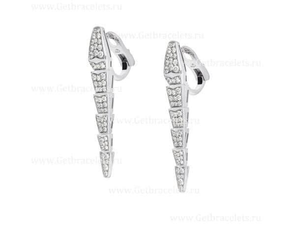 Serpenti Viper Earrings 18K White Gold with Full Pave Diamonds