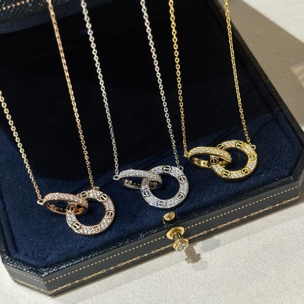 Cartier Love Necklace With Pave Diamonds White Gold/Rose Gold/Yellow Gold