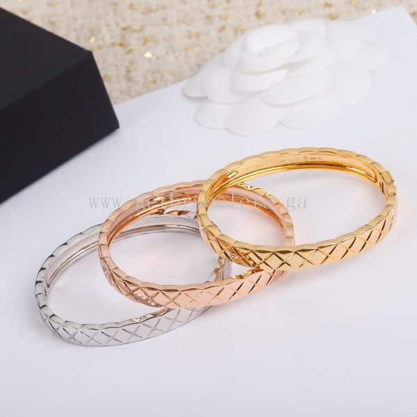 COCO Crush Bracelet Quilted Motif Yellow Gold/Rose Gold/White Gold