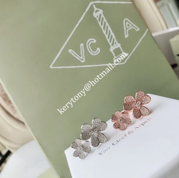 Replica Van Cleef Arpels Frivole Between the Finger Ring Yellow Gold/White Gold/Rose Gold With Diamond Wholesale