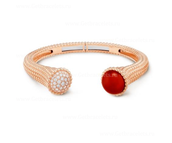 Replica Van Cleef Arpels Perlee Couleurs Bracelet Rose Gold with Diamond Carnelian