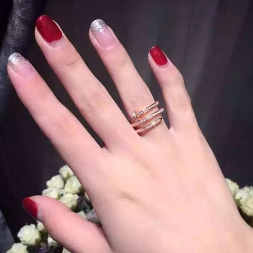 Cartier Juste Un Clou Pink Gold Full Diamond Double Nail Ring