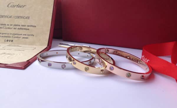 New Arrival Cartier Love Bracelet Yellow Gold Colorful Diamonds B6036417