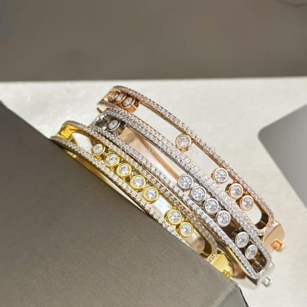 Messika Move Romane Bangle With Pave Diamonds Yellow Gold/White Gold/Rose Gold