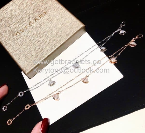 Divas Dream Double Chain Bracelet 4 Motifs with Full Diamonds Rose Gold And White Gold Replica
