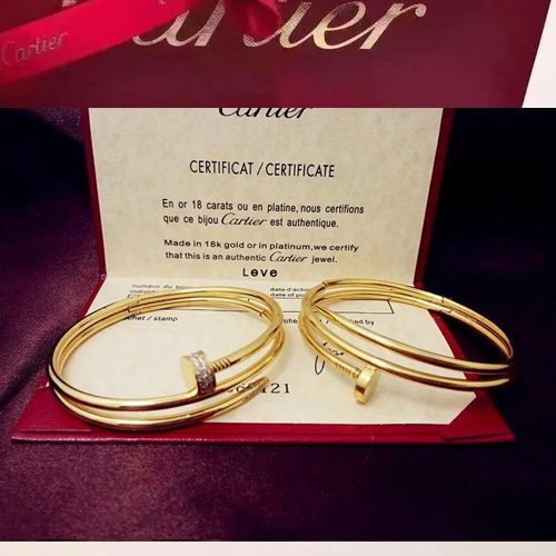 Cartier Juste Un Clou Double Nail Bracelet Yellow Gold/White Gold/Pink Gold With Diamond
