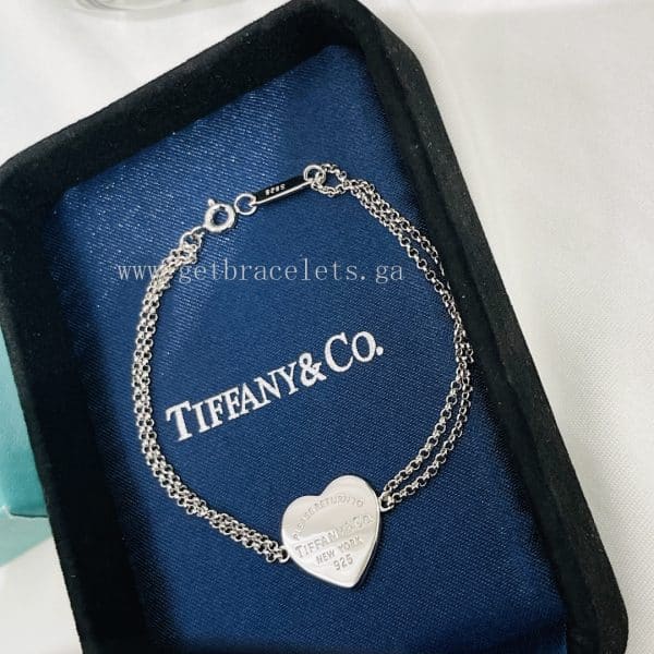 Return to Tiffany Heart Tag Double Chain Bracelet in Silver