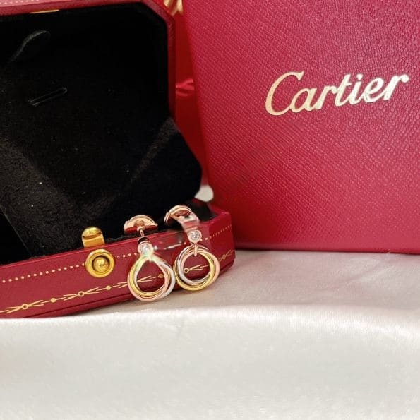 Popular Party Style Cartier Trinity Earrings White Gold/Yellow God/Rose Gold with Diamonds B8043200 For Sale