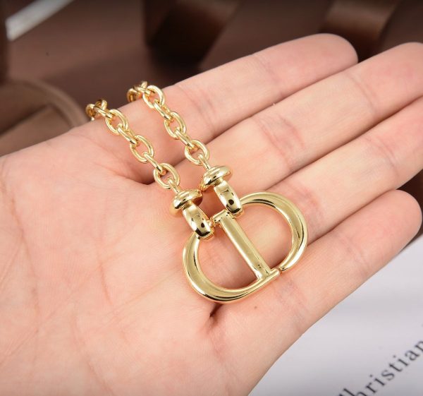 Hot Selling Christian Dior Females CD Navy Initial CD Logo White Pearl Pendants Yellow Gold Plated Multi-chain Necklace N1346CDNRS_D301