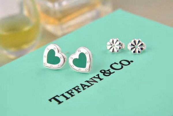 New Style Tiffany Replica Love Heart Earrings With Blue 60994862