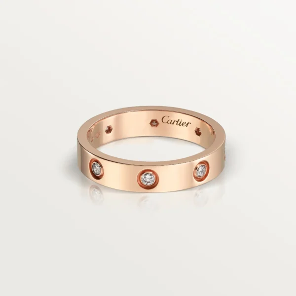 Good Reviews Cartier Love Ring 18K Rose Gold Ring With 8 Diamonds B4050800 For Sale
