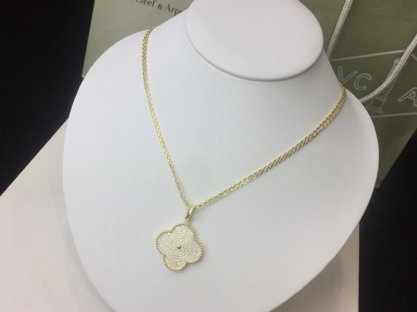 Van Cleef & Arpels Magic Alhambra Long Necklace 1 Motif White Gold With Diamond 24mm Pendant
