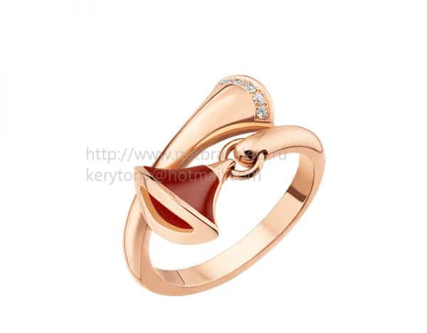 DIVAS’ Dream Ring Rose Gold with Carnelian and Pave Diamonds