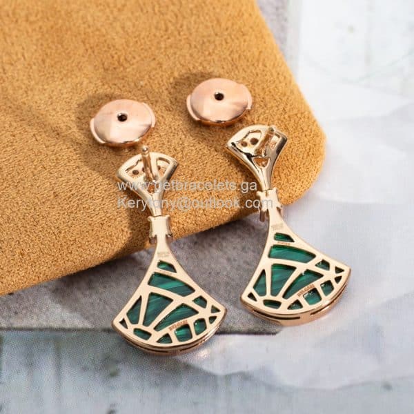 Divas Dream Earrings with Malachite and Pave Diamonds Rose Gold Discount