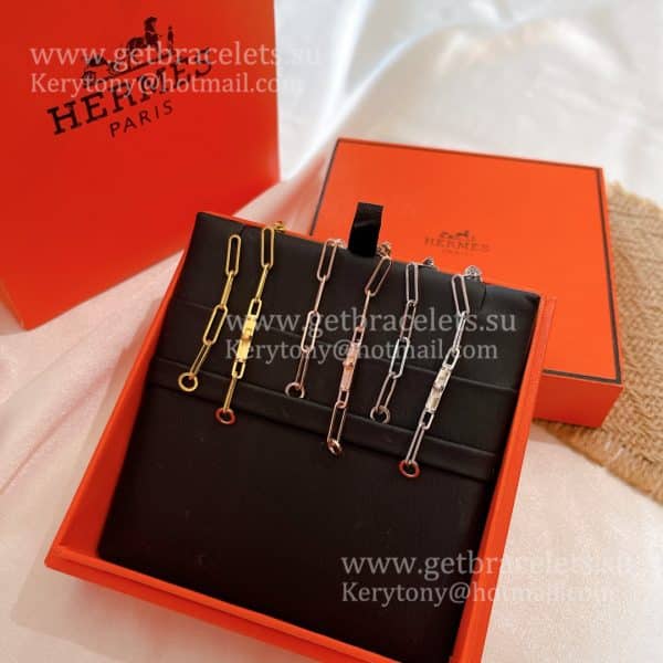 Best Hermes Kelly Chaine Asymmetric Earrings Rose Gold/White Gold