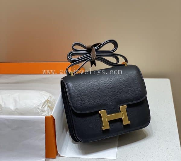 Handmade Hermes Constance 18cm In Epsom Calfskin Black With Gold