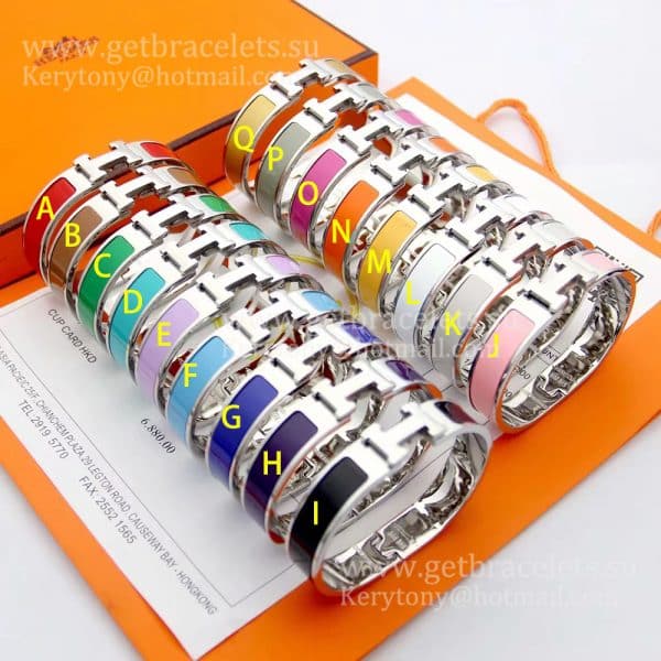 Hermes Clic Clac HH Enamel Bracelet Multi-Corlored in White Gold PM 12MM High Quality