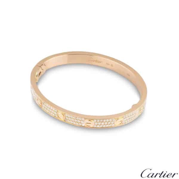 Copy Cartier Love Bracelet Paved Diamonds Pink Gold N6036916