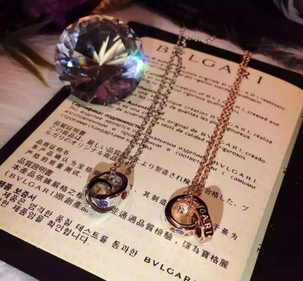 Necklace with White Gold with Amethysts and Pink Tourmalines