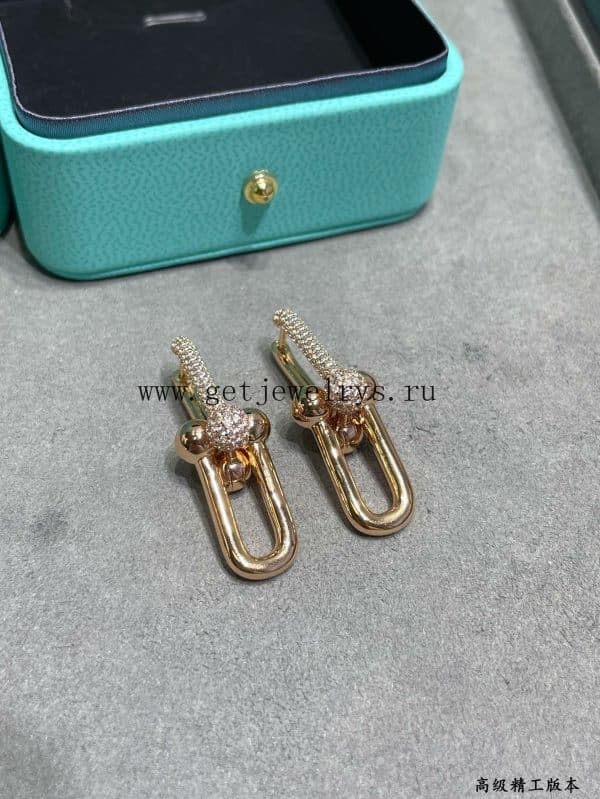 Tiffany HardWear Link Earrings With Diamonds in Yellow Gold/Rose Gold/White Gold