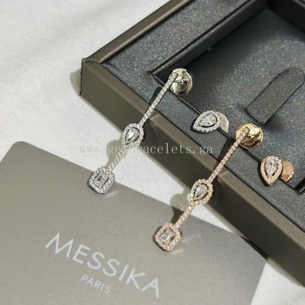 Messika My Twin Hook and Stud For Her Diamond Earrings White Gold/Rose Gold