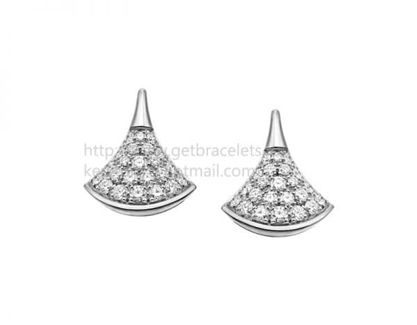DIVAS’ Dream White Gold Stud Earrings with Pave Diamonds