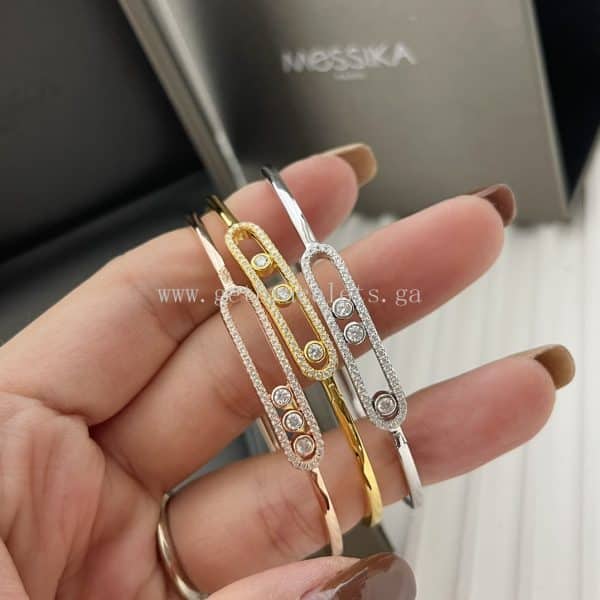Messika Move Pave Thin Diamond Bracelet Yellow Gold/White Gold/Rose Gold