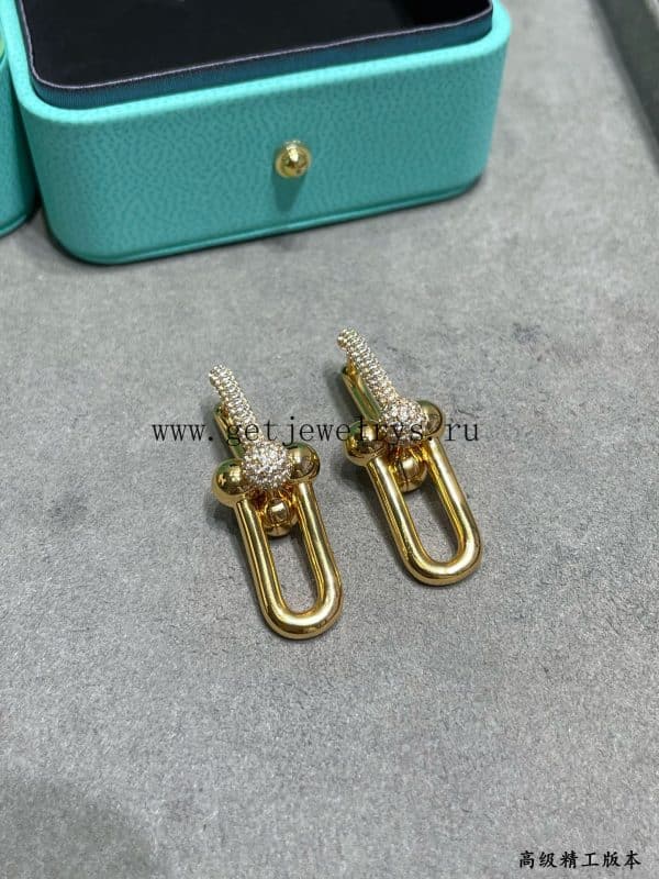Tiffany HardWear Link Earrings With Diamonds in Yellow Gold/Rose Gold/White Gold