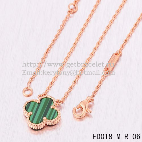 Van Cleef & Arpels Vintage Alhambra Pendant Pink Gold With Malachite Mother Of Pearl 15mm