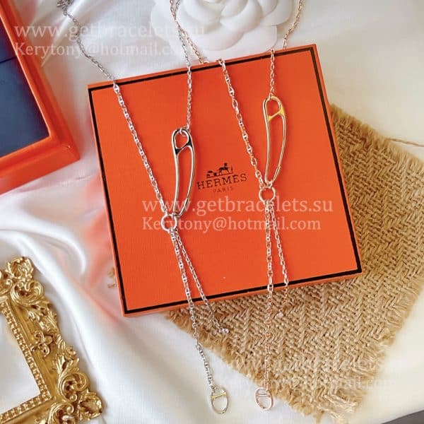 Price Online Hermes Chaine D’Ancre Punk Lariat Necklace Rose Gold/Silver