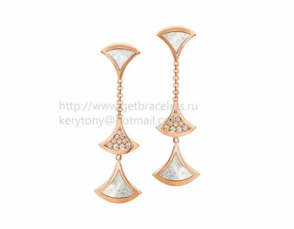 DIVAS’ Dream Earrings Rose Gold with Mother of Pearl and Pave Diamonds