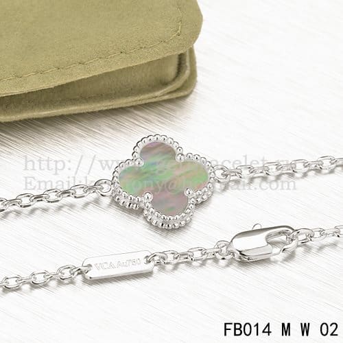 Van Cleef & Arpels Sweet Alhambra Bracelet White Gold With Gray Mother Of Pearl
