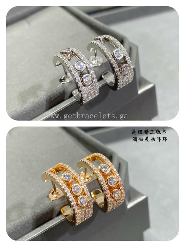 Messika Move Pave Hoop Diamond Earrings Rose Gold/White Gold