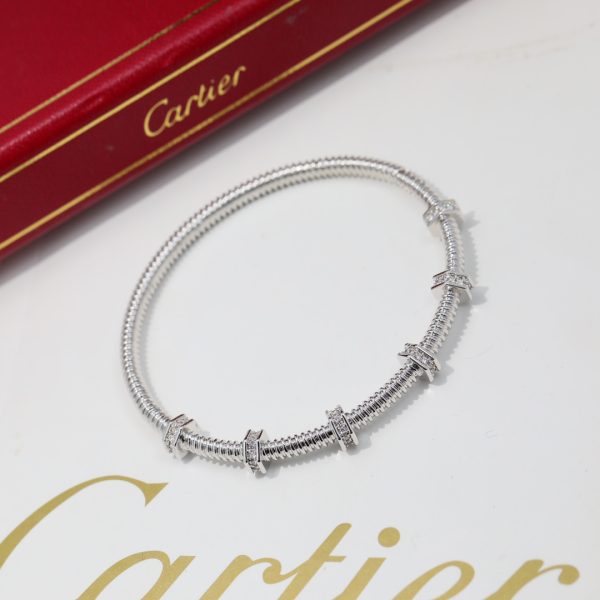 Replica Ecrou de Cartier Bracelet 18K White Gold with Diamonds