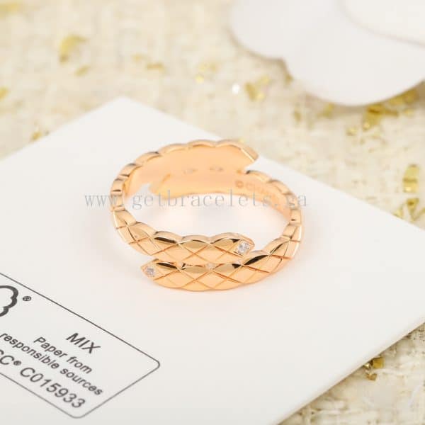 COCO Crush Toi Et Moi Ring Quilted Motif Small Version With Diamonds Rose Gold