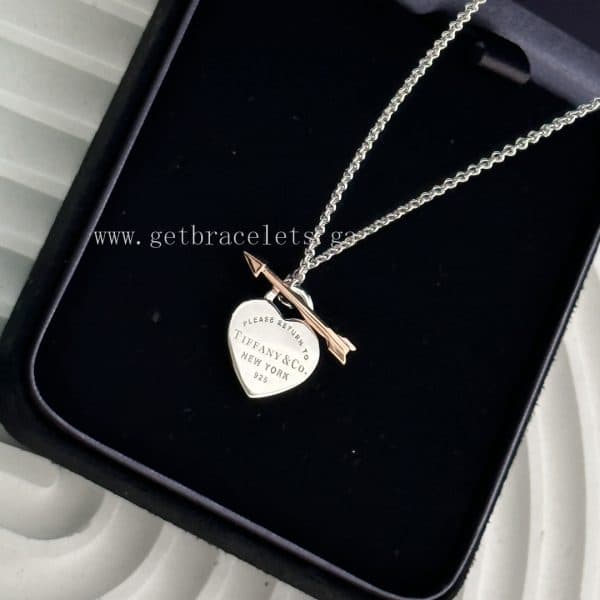Tiffany Lovestruck Heart Tag Necklace in Silver and Rose Gold