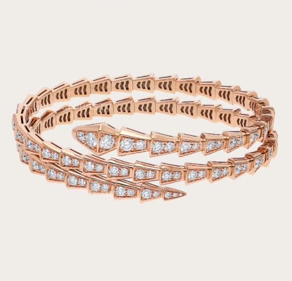 Serpenti Viper Two-Coil 18K Rose Gold Bracelet set with Pave Diamonds