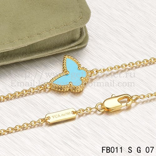 Van Cleef & Arpels Sweet Alhambra Butterfly Bracelet Yellow Gold With Turquoise Mother Of Pearl